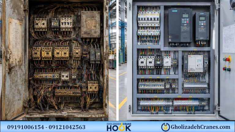 مقایسه سیستم فرمان قدیمی و سیستم مدرنسازی شده جرثقیل سقفی